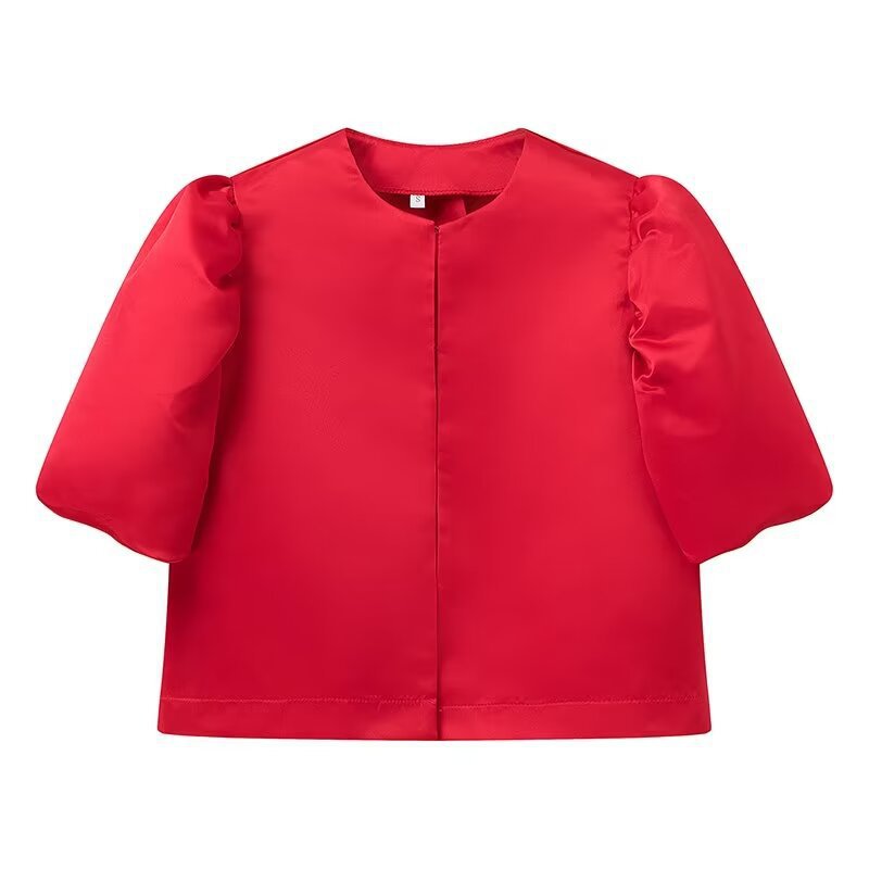 Dame Oversize Bluse med Puffærmer og elegant Krave Stilla