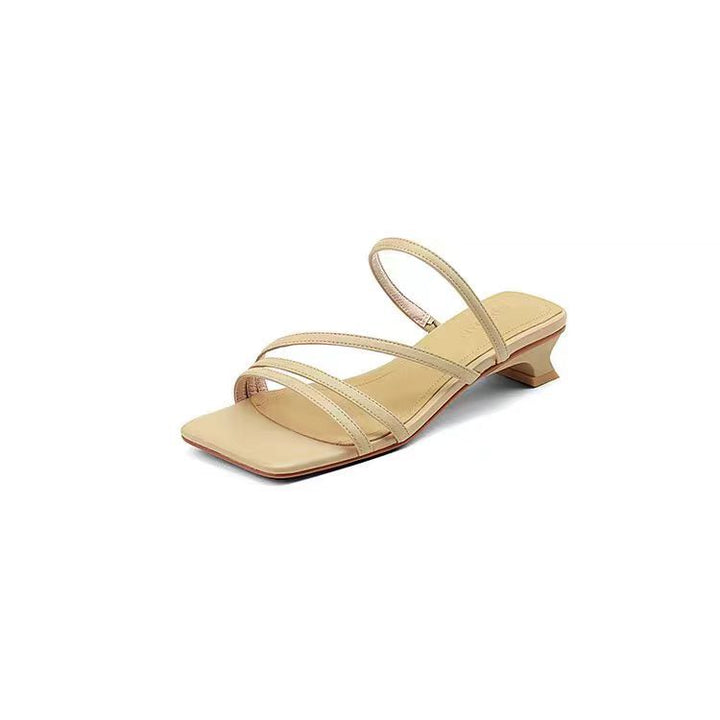 Dame Strappy Open-Toe Slide Sandaler med blokhæl Stilla