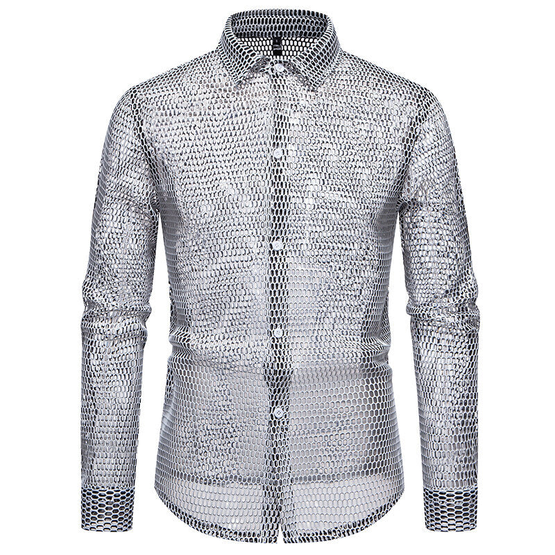 Herrer-Mesh-Overlay-Skjorte Stilla