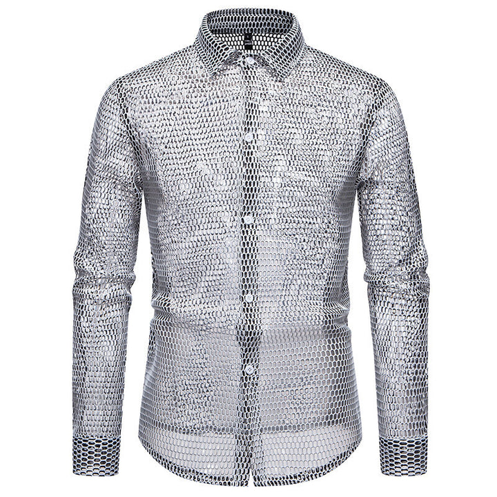 Herrer-Mesh-Overlay-Skjorte Stilla