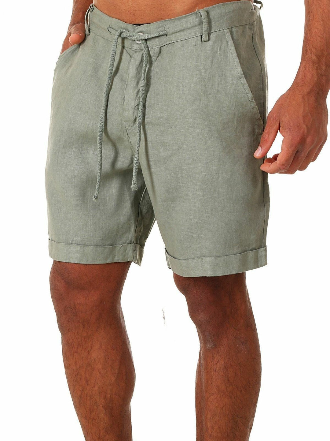 Herre afslappede linned korte shorts med justerbar talje og praktiske lommer Stilla