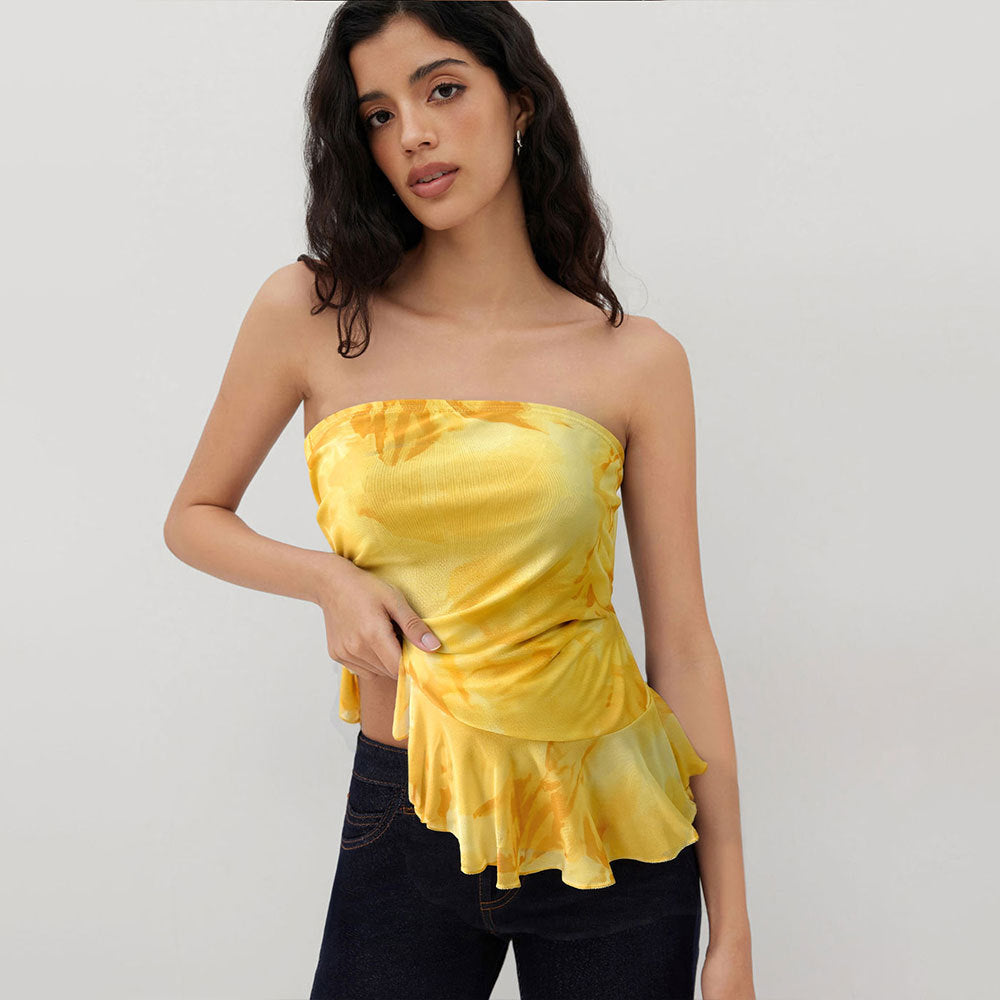 Kvinders bandeau-top med flydende flæser og frill detaljer Stilla