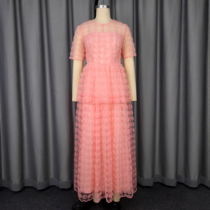 Dame Elegant Maxi Kjole med blomster Volant Design Skovae