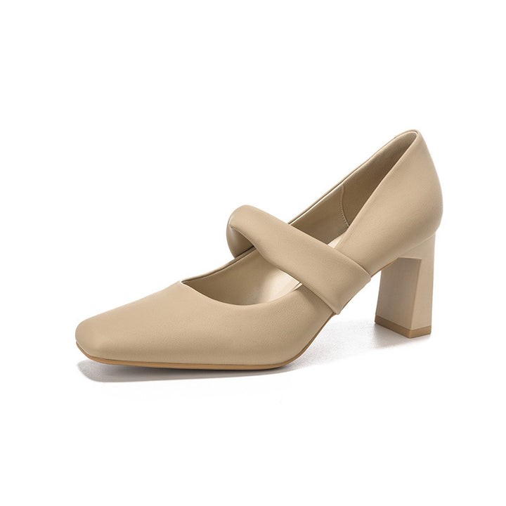 Dame Chunky Heel Mary Jane Pumps med Cross-Strap Design Stilla