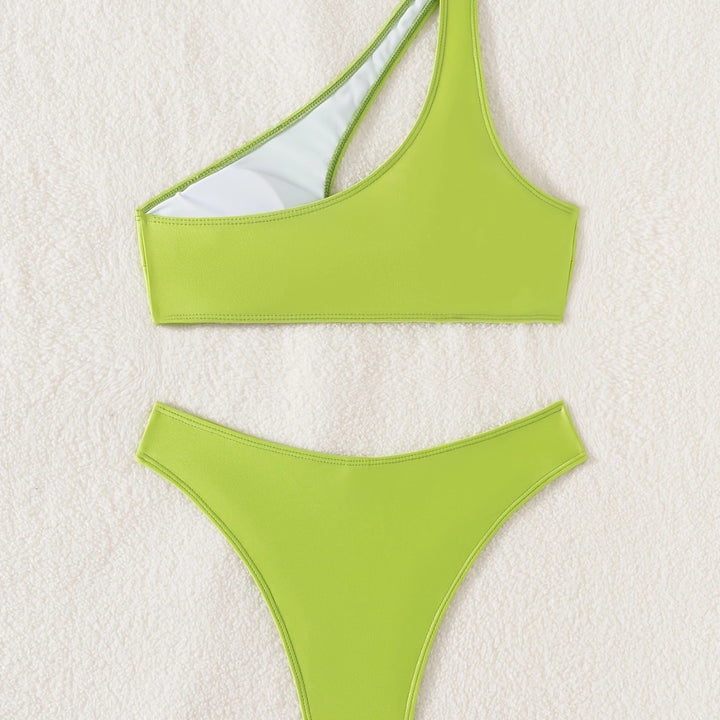 Dame sport-bikini-sæt med asymmetrisk skulderdesign og fashionable detaljer Stilla