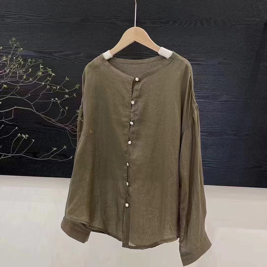 Femme Casual Letvægts Langærmet Knap Bluse Stilla