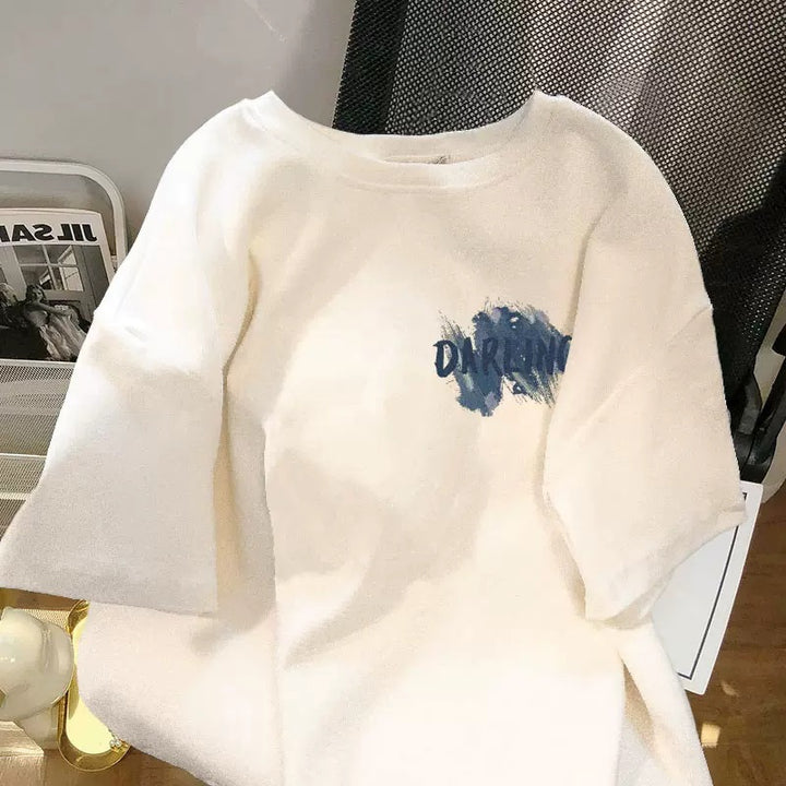 Dame Oversized T-shirt med kunstnerisk tryk og afslappet skæring Stilla