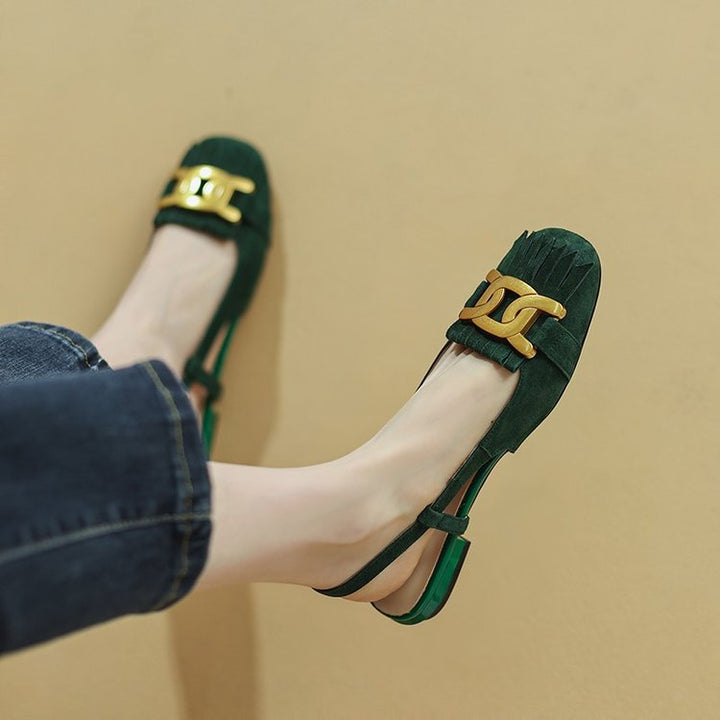 Dame elegante Slipper-Flats med dekorativt spænde-detalje Stilla