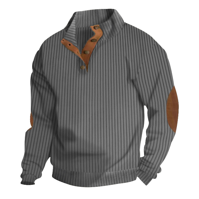 Herre sporty sweatshirt med strukturerede ribdetaljer og mode læder accenter Stilla
