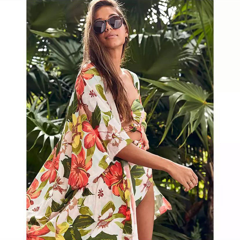 Dame Bandeau-badedragt med blomstermotiv og stilfulde snørredetaljer Stilla