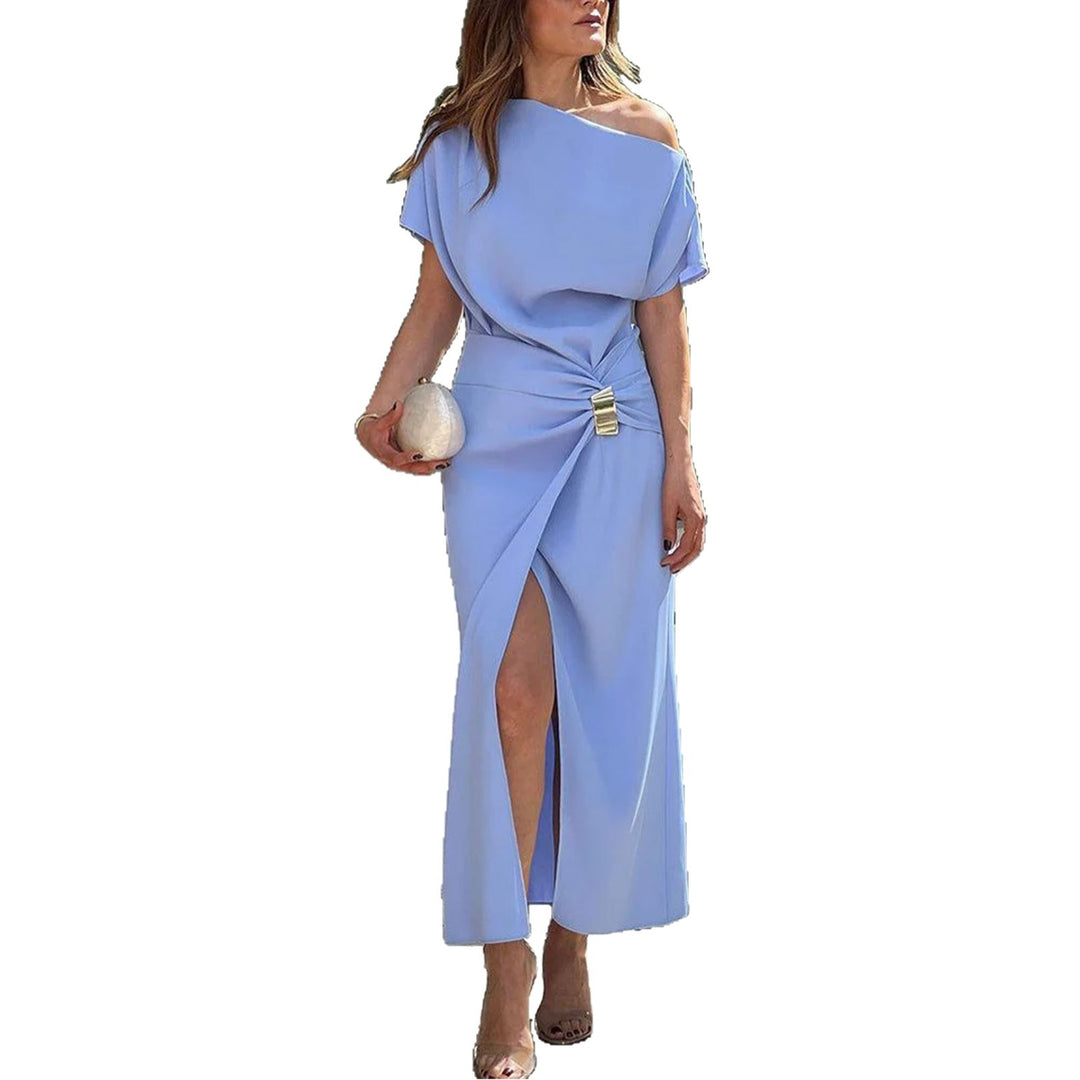 Dame Off-Shoulder Wrap-Maxi-Kjole med stilfuld knude-detalje Stilla