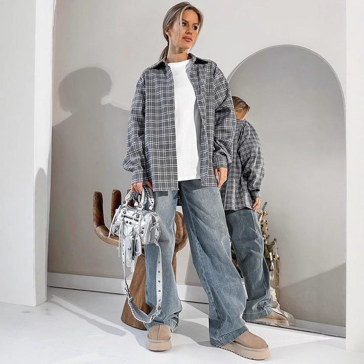 Dame Ternet Oversized-Skjortejakke med afslappet pasform Stilla