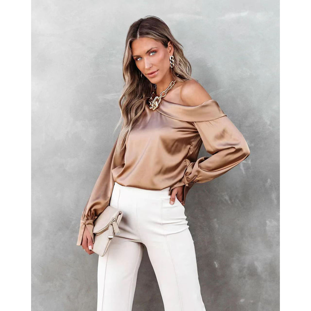Dame Elegant Bluse med asymmetrisk udskæring og lange ærmer Stiila