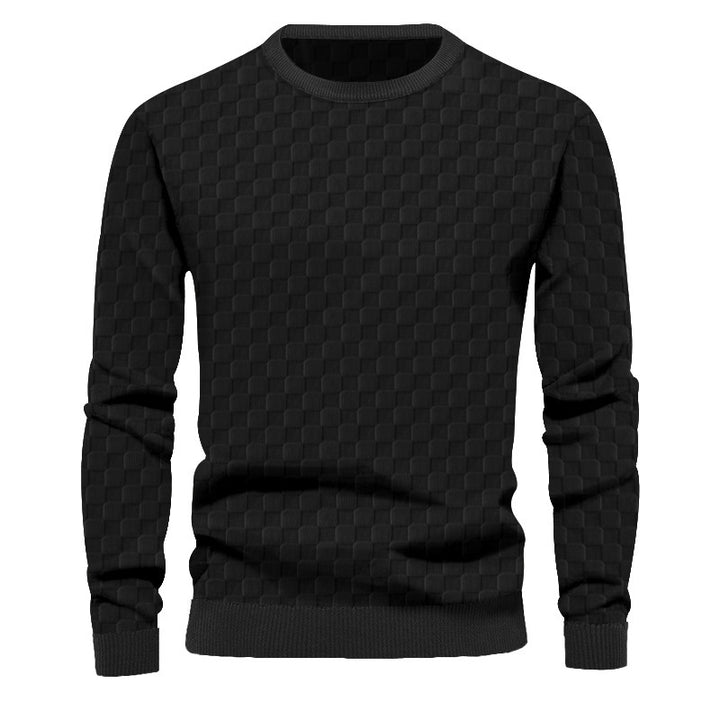 Herrer moderne strukturpullover med rund halsudskæring og komfortabel pasform Stilla
