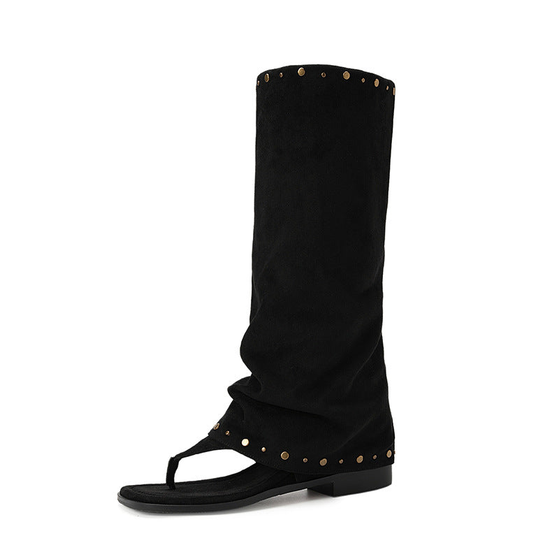 Femme Slouchy Stiletto Thong Sandaler med Nitter-detail Stilla