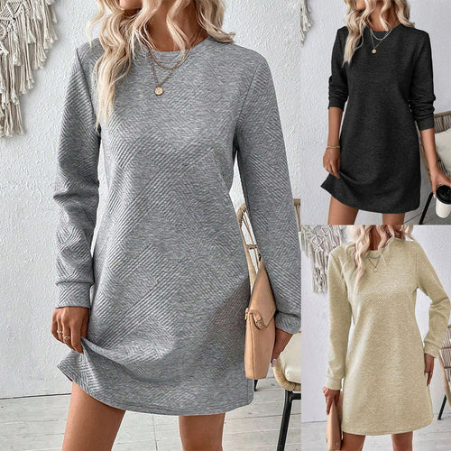 Dame afslappet sweatkjole med struktureret design og lange ærmer Stilla
