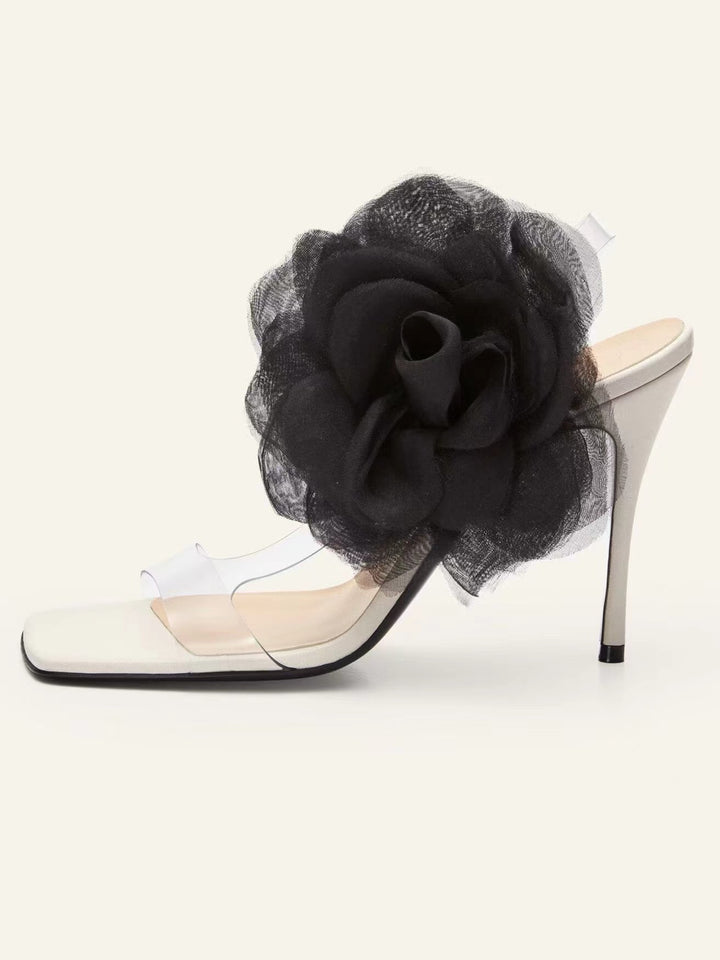 Femme Open-Toe Blomsterprydede Hæl Mules Stilla