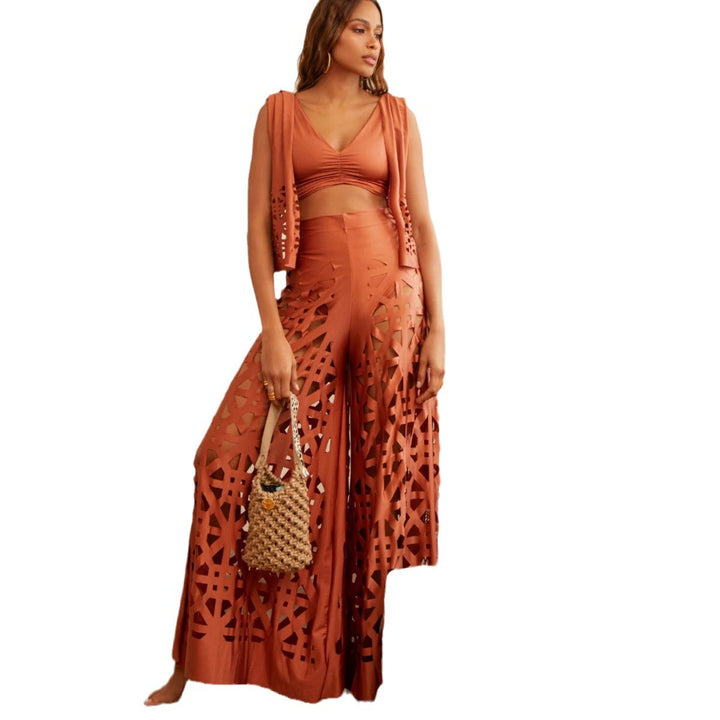 Dame luftig Palazzo-bukser med trendy Cut-Out-design Stilla
