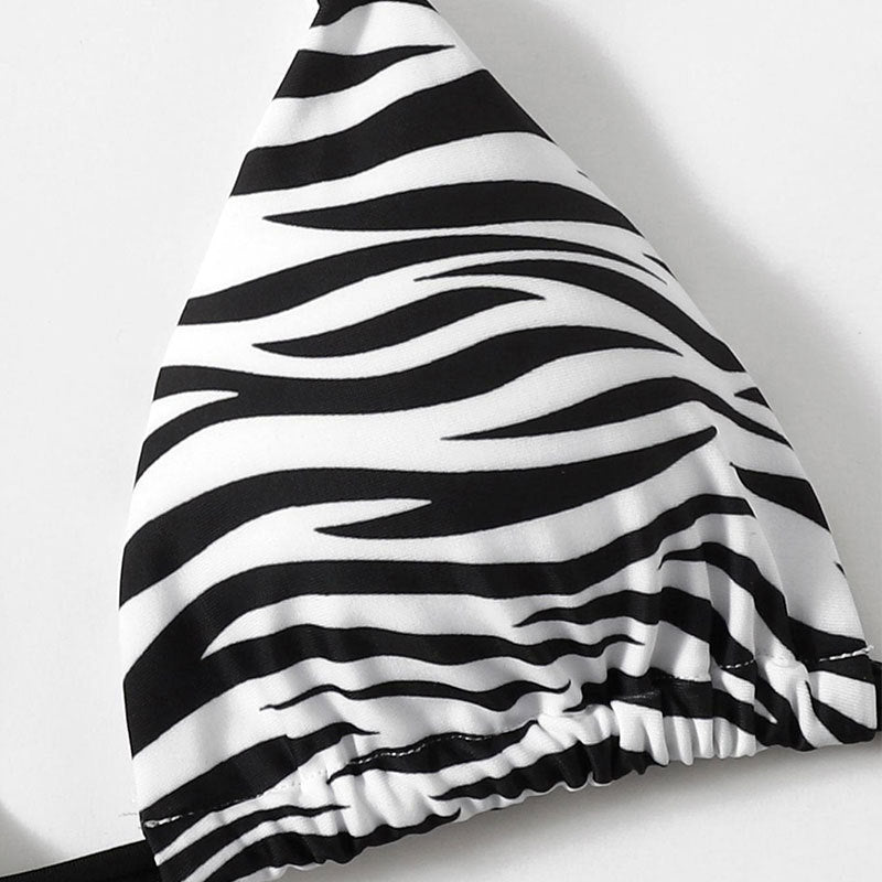 Dame trekantskåret zebra-mønster bikini-sæt Stilla