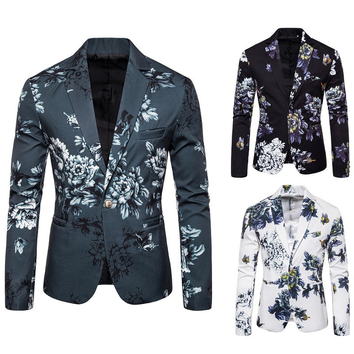 Herre elegant blazer med floral design Stilla