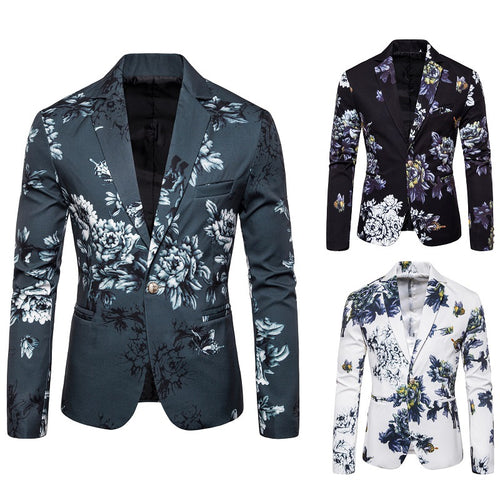 Herre elegant blazer med floral design Stilla
