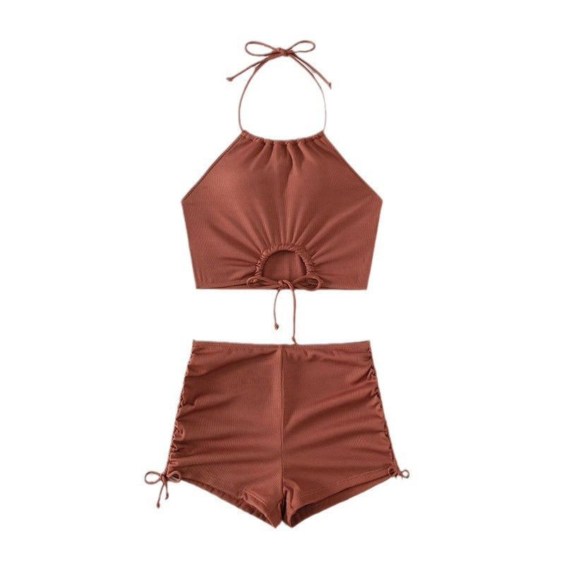 Dame sporty bikini-sæt med højhalset top og justerbare bukser Stilla
