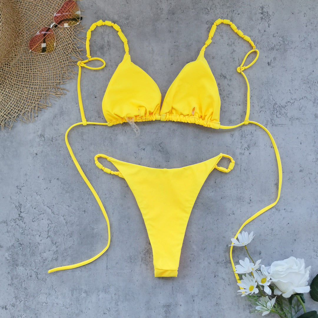 Dame Triangel-Bikini-Sæt med justerbar halterneck og høj udskæring Stilla