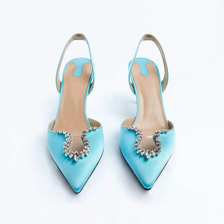 Femme Slingback Spidsestøvler med Strass-Accent Stilla