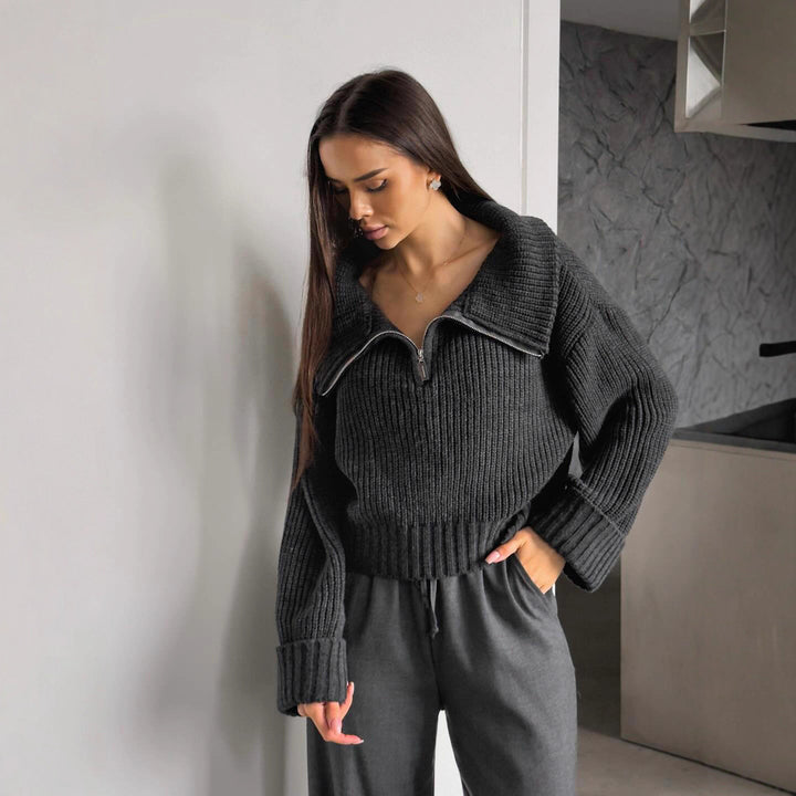 Dame Mode Strikket Sweater med Høj Krave Stilla