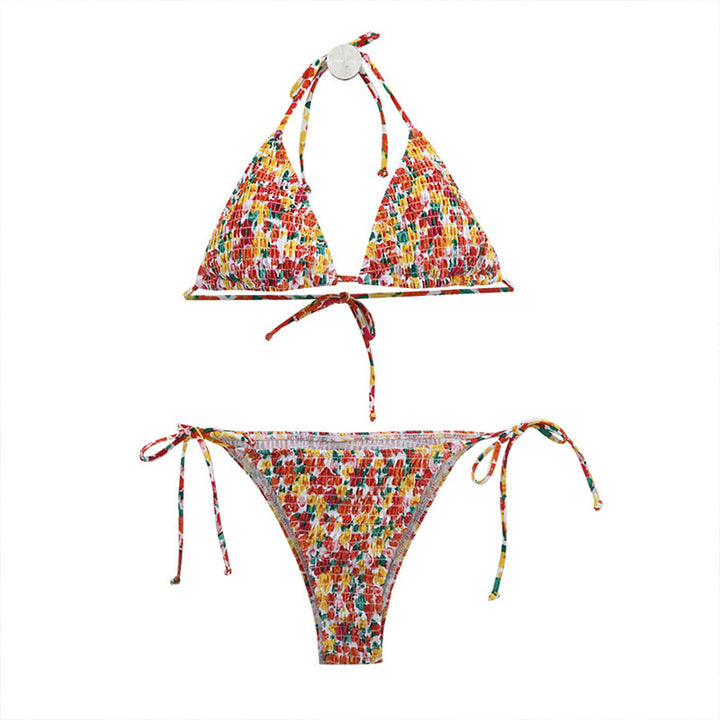 Dame triangle-bikini med blomstermønster og justerbare stropper Stilla