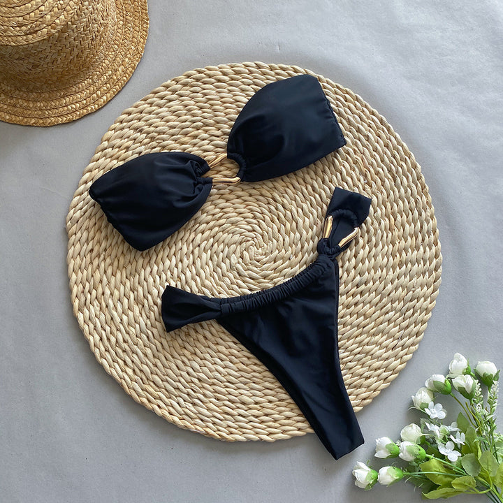 Dame Strapless Højt Skåret Bikini-Sæt Stilla