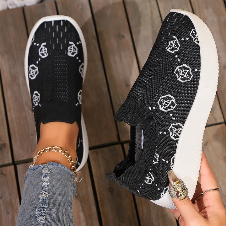 Dame Slip-On Sneakers med åndbart strikoverflade og fleksibel sål Stilla