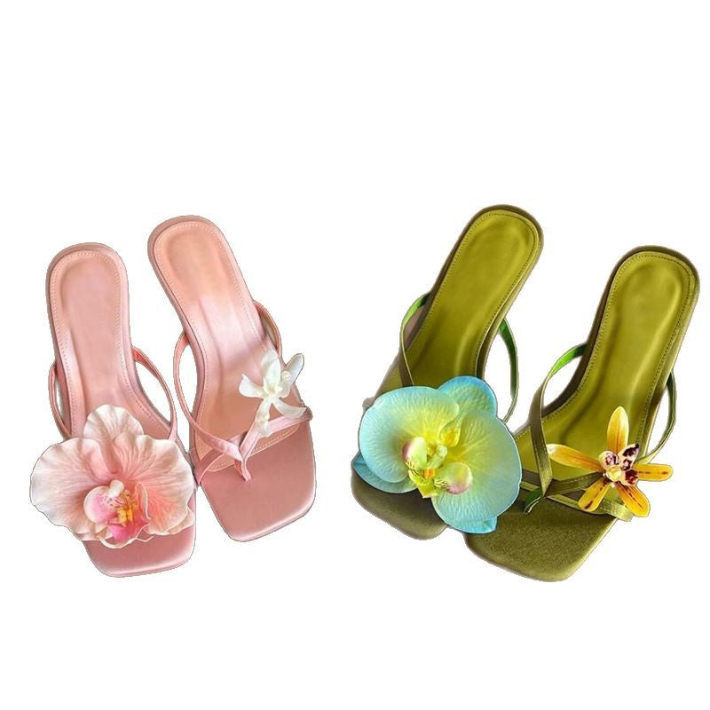 Dame Floral Dekoreret Slingback Hæle Stilla