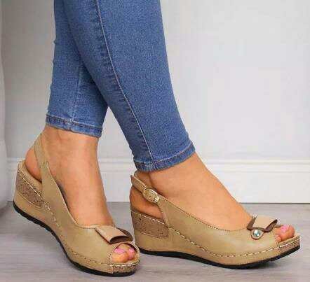 Dame Peep-Toe Slingback Keil-Sandaler Stilla