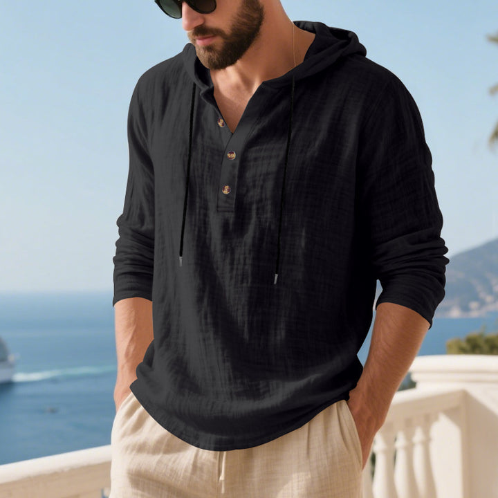Herrer Hoodie t-shirt med knaplukning og afslappet pasform Stilla