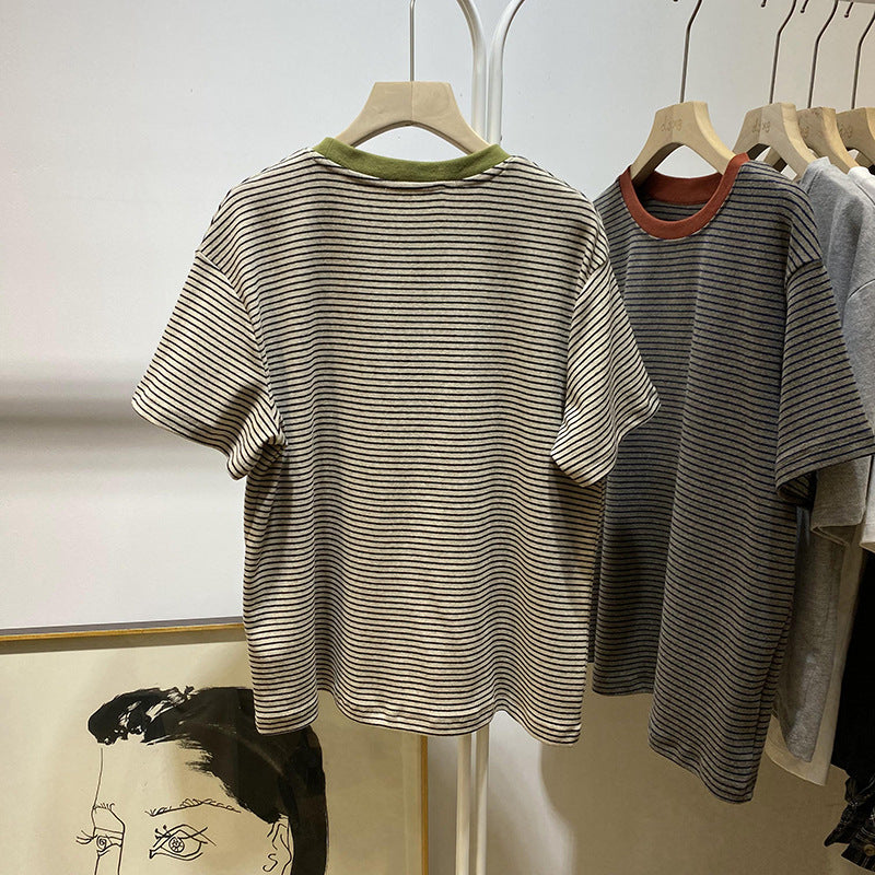 Femme Afslappet Pasform Stribet T-Shirt Stilla