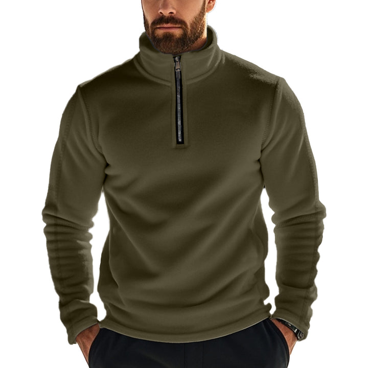 Herre fleece-pullover med halv lynlås og praktiske lommer Stilla