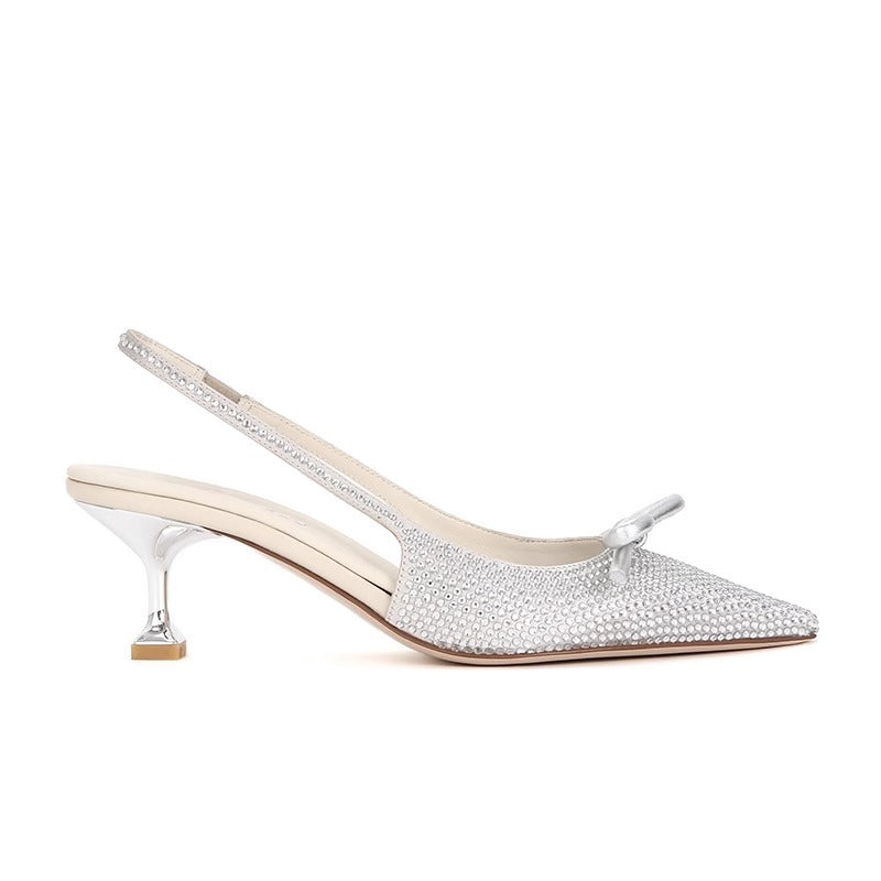 Kvinder Elegante Strass-Glitter Slingback Hæle Stilla