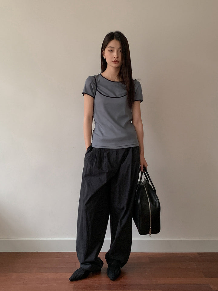 Dame afslappet oversized T-shirt med blød rund halsudskæring og fashionable detaljer Stilla