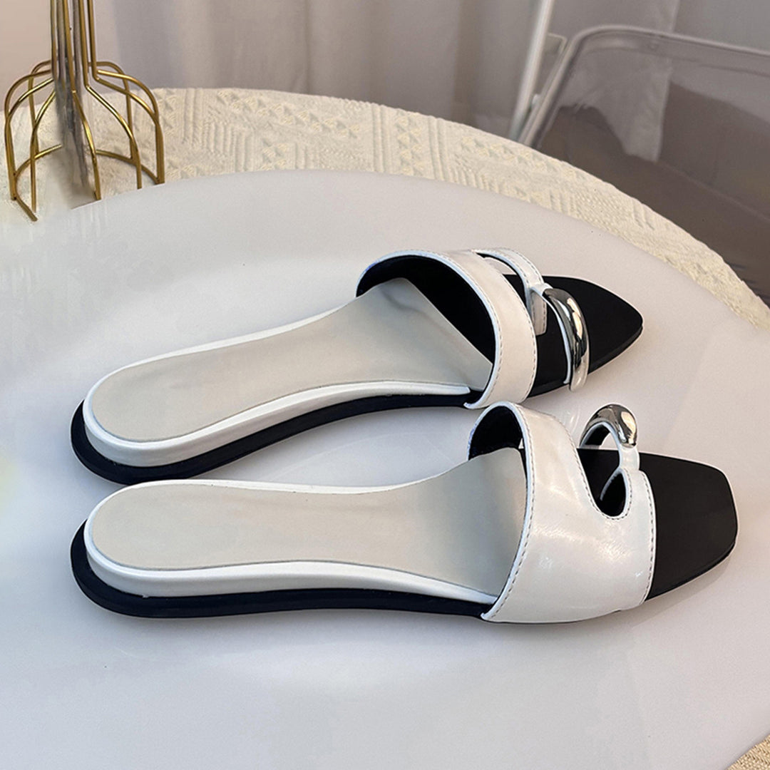 Dame Stilfulde Åbne Tå Slides Sandaler med Guld Accent Stilla