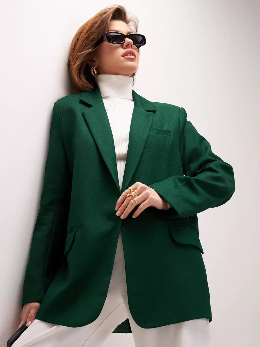 Dame elegant Oversized Blazer med fin tekstur og minimalistisk knapliste Stilla