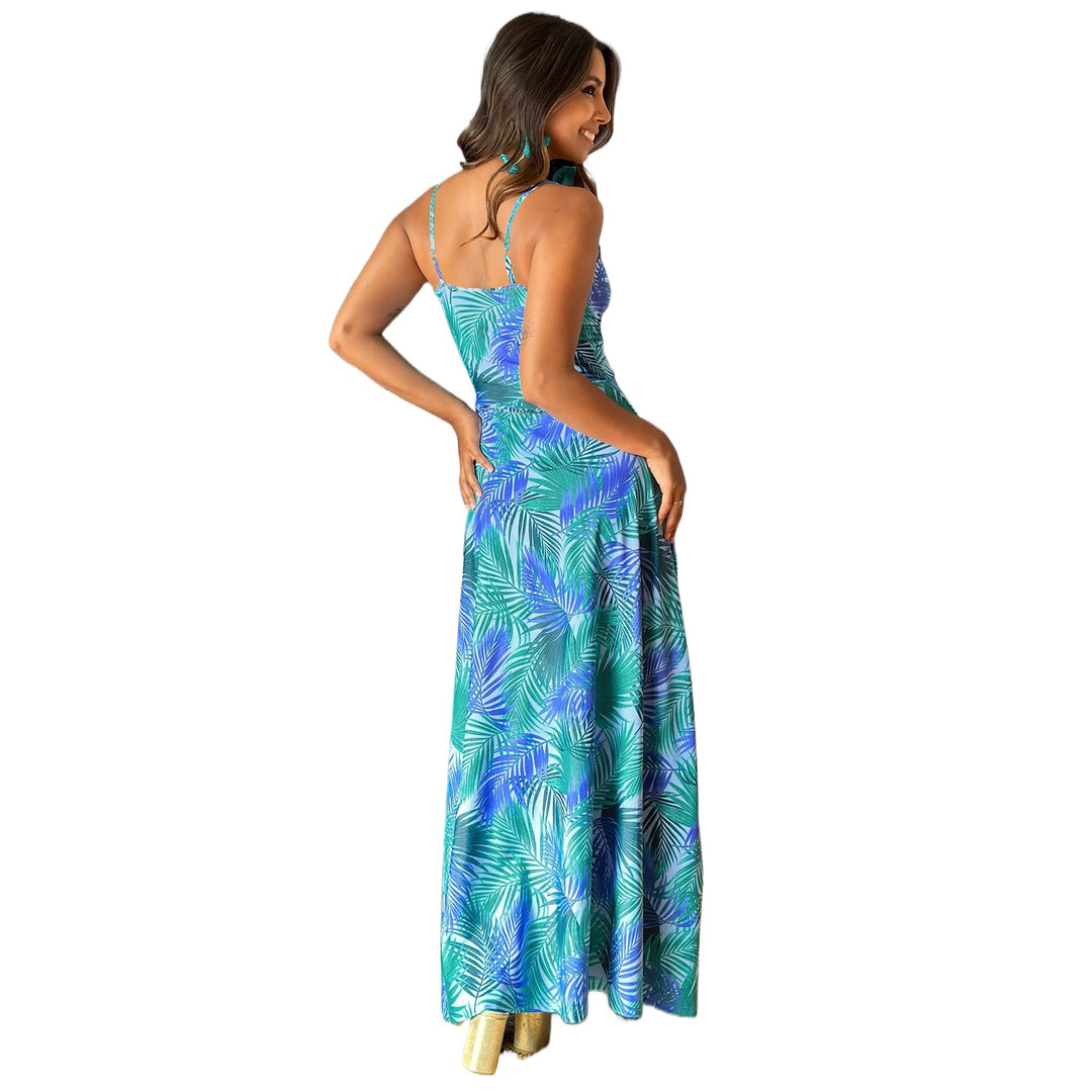 Dame Halterneck Blomster Maxi Kjole Stilla