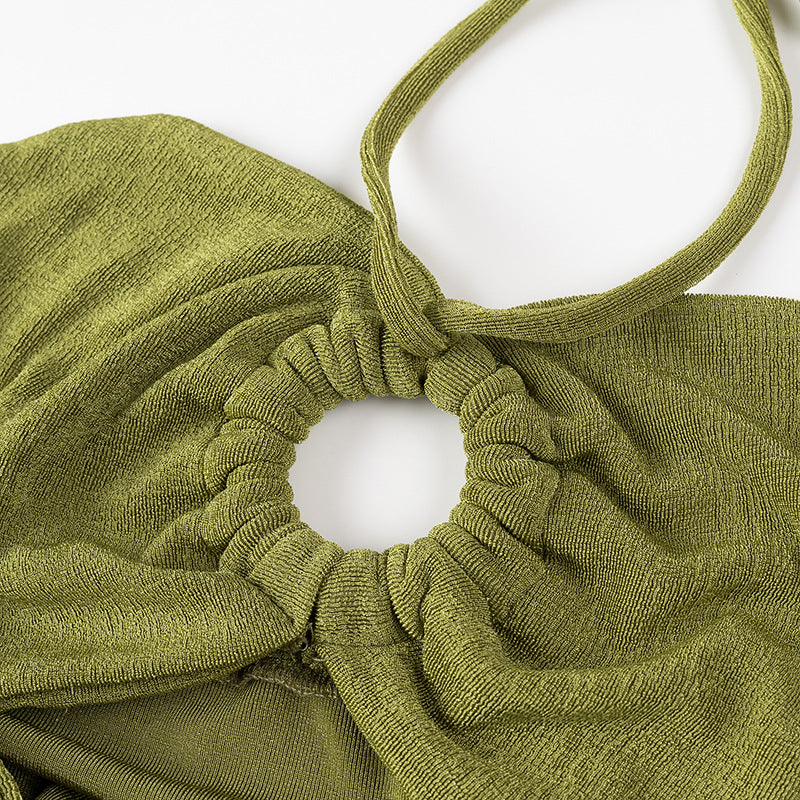 Dame Crop-Top med innovativt ring-design og justerbart bindebånd Stilla