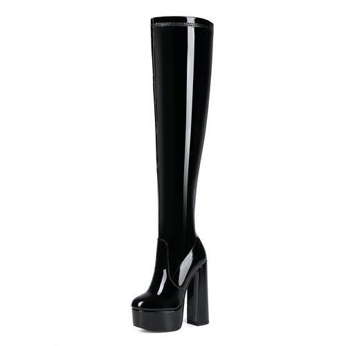 Femme Over-the-Knee Glinsende Platform Stiletto Støvler Stilla