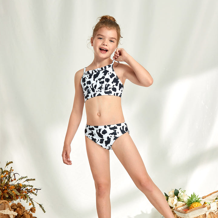 Dame bikini sæt med moderne rynkeelement og dyremønster Stilla