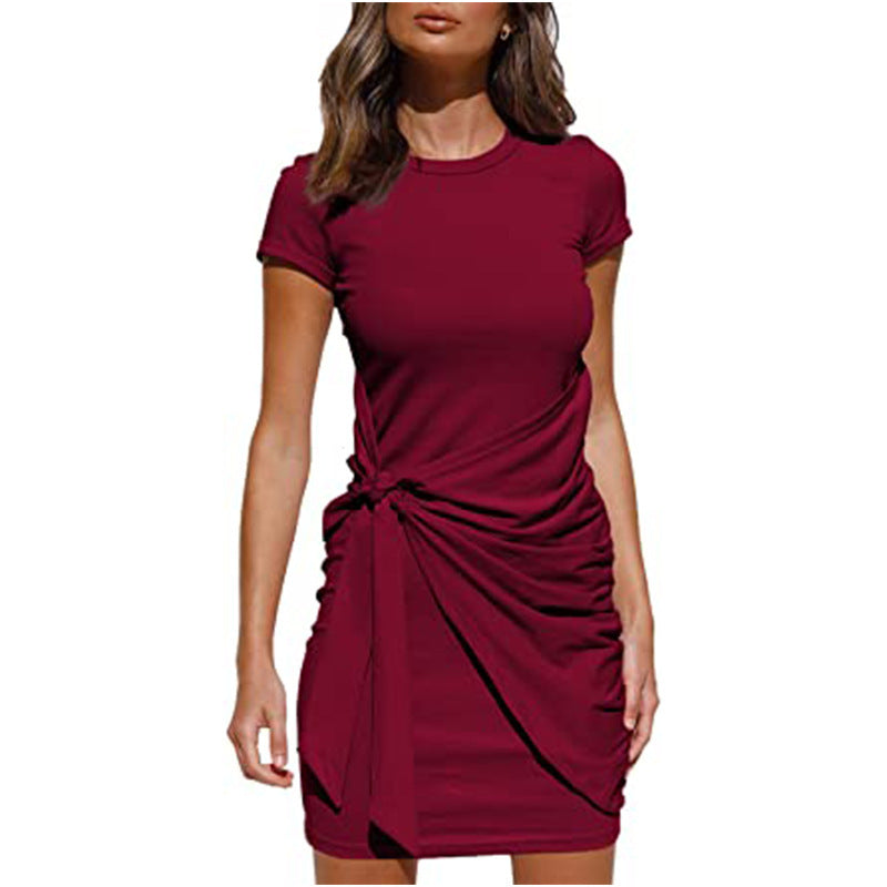 Dame Rynkes Mini Kjole med sidelange Bindebånd Stilla