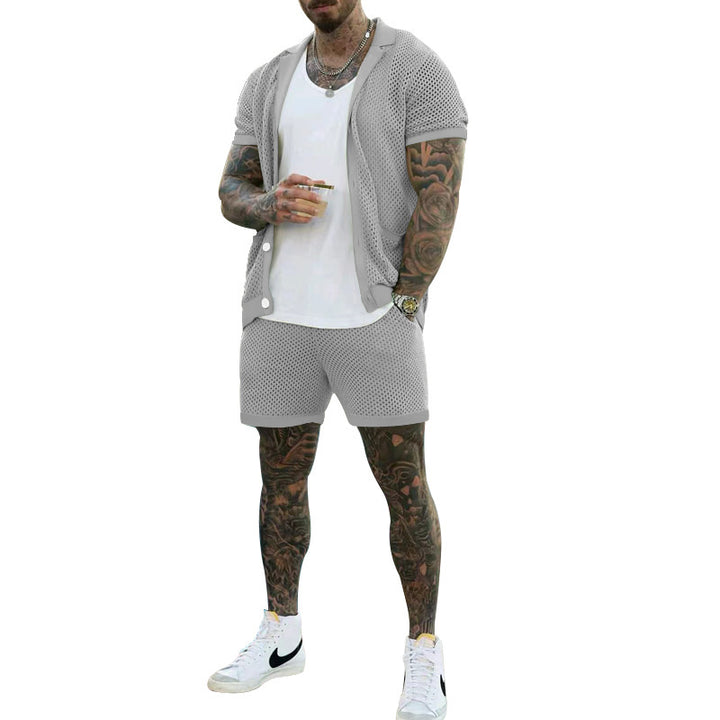 Herre åndbart sportoutfit med moderne netdesign Stilla