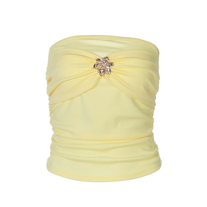 Dame Bustier top med elegant twist og glitrende smykkedetail Skovae