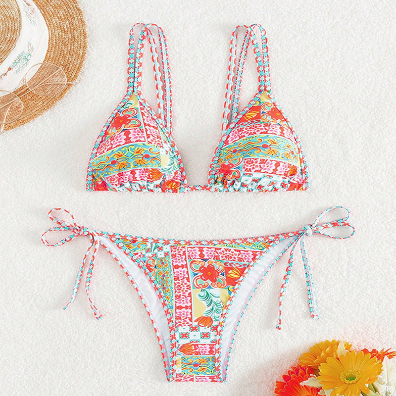 Dame triangel bikini med multifunktionelt reguleringsdesign Skovae