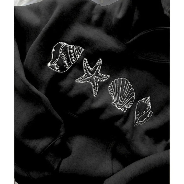 Dame hoodie med maritimt motiv og blødt stof Skovae